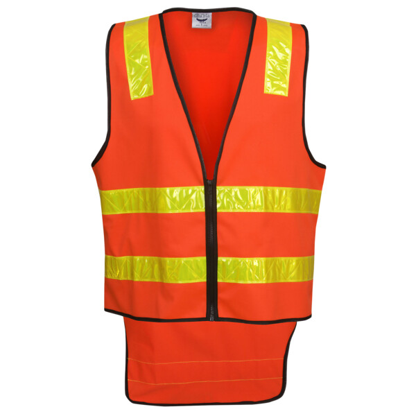 5 X HI VIS FLUORO RED/YELLOW TAPE VIC ROAD DAY/NIGHT ZIP FRONT WORK SAFETY VESTS 