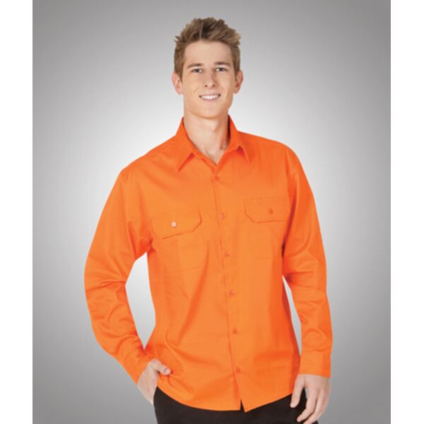 Hi-Viz 155gsm All Orange Cotton Twill Shirt Day Use Thumbnail