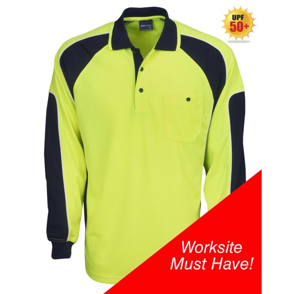 Hi Vis Cooldry Side Panel Polo long Sleeve Thumbnail