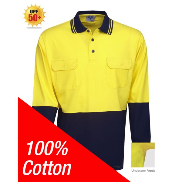 100% Cotton Hi Vis Polo Long Sleeve Thumbnail