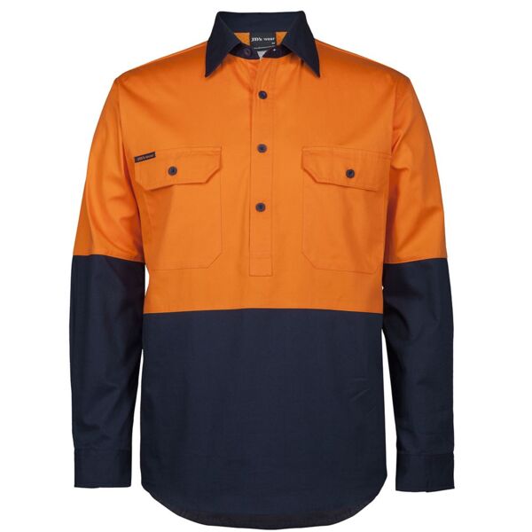 HI VIS CLOSE FRONT L/S 150G WORK SHIRT Thumbnail