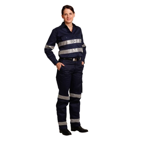 Shiny LADIES' HEAVY COTTON DRILL CARGO PANTS WITH BIOMOTION 3M TAPES WP15HV LADIES' HEAVY COTTON DRILL CARGO PANTS WITH BIOMOTION 3M TAPES Thumbnail