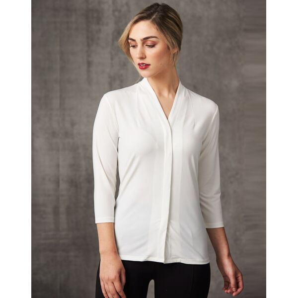 LADIES 3/4 SLEEVE STRETCH KNIT TOP ISABEL Thumbnail