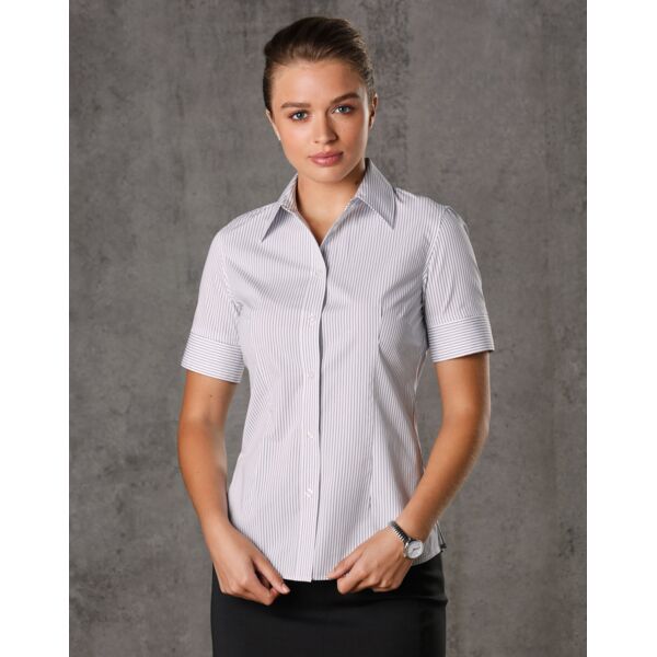 Women's Ticking Stripe Short Sleeve Shirt Thumbnail