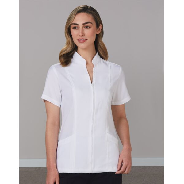 Women’s Full Zip Front Short Sleeve Tunic Thumbnail