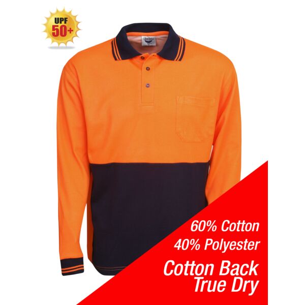 Cotton Back True Dry Hi Vis Polo Long Sleeve Thumbnail