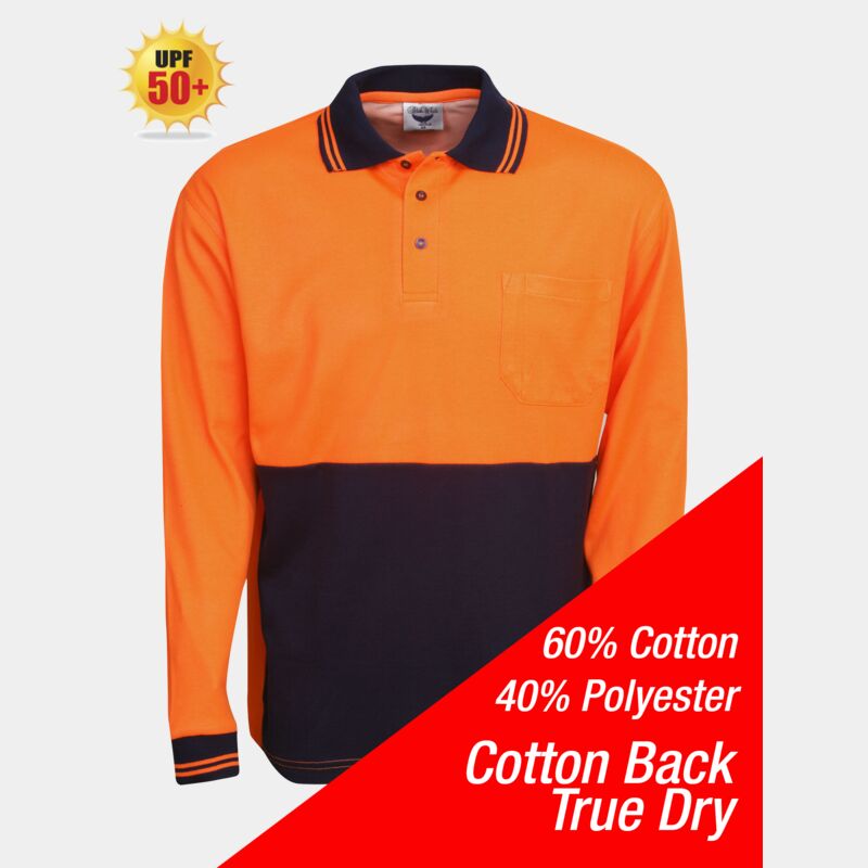 Cotton Back True Dry Hi Vis Polo Long Sleeve Thumbnail