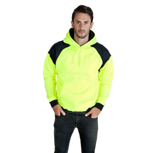 RAMO Mens Contrast Hi-Viz Fleece Hoodie F303HPW Mens Contrast Hi-Viz Fleece Hoodie Thumbnail